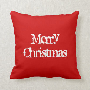 Merry Christmas WREATH on back red green pillow