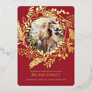 Merry Christmas Wreath Photo Card