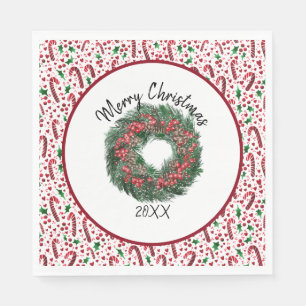 Merry Christmas Wreath Plates Napkin