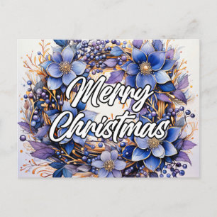 Merry Christmas Wreath Seasons Greetings Postcard