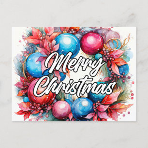 Merry Christmas Wreath   Seasons Greetings Postcard