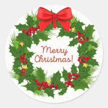 Merry Christmas Wreath Sticker