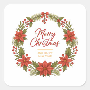Merry Christmas Wreath Sticker – Holiday 