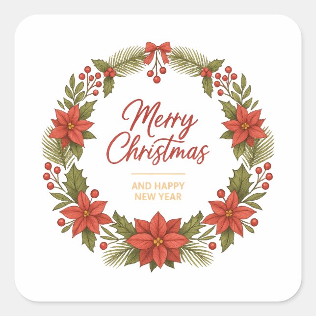 Merry Christmas Wreath Sticker – Holiday  (Devant)
