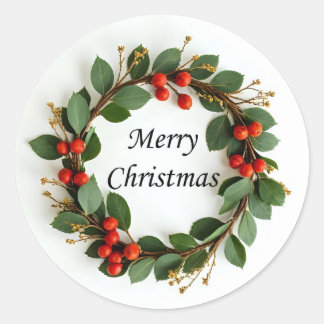 Merry Christmas Wreath Stickers