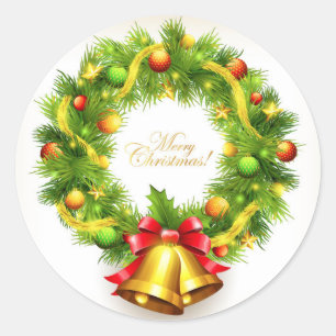 Merry Christmas Wreath Stickers