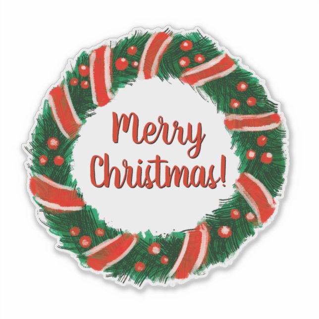Merry Christmas wreath transparent removable vinyl (Front)
