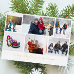 merry christmas written elegant | 6 Photo Collage Foil Holiday Card<br><div class="desc">Real Foil Christmas Holiday Cards - Fully Editable and Customizable
*Please contact me for any design questions</div>