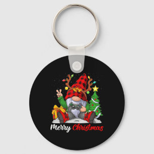 Merry Christmas Xmas Gamer Gnome Video Game Boys K Keychain