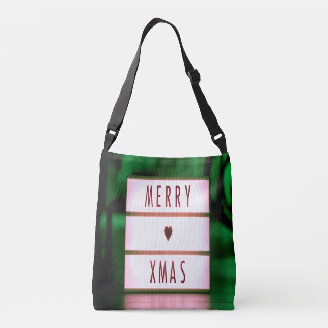 Merry Christmas XMAS Green and Red Crossbody Bag (Back)