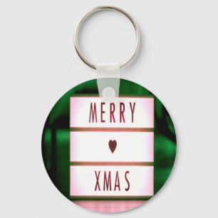 Merry Christmas XMAS Green and Red Keychain