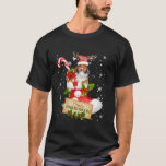 Merry Christmas Xmas Lights Santa Reindeer Sheltie T-Shirt<br><div class="desc">Merry Christmas Xmas Lights Santa Reindeer Sheltie In Sock</div>