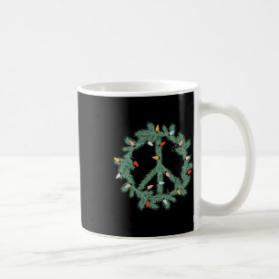 Merry Christmas Xmas Peace Sign Lights Funny Retro Coffee Mug