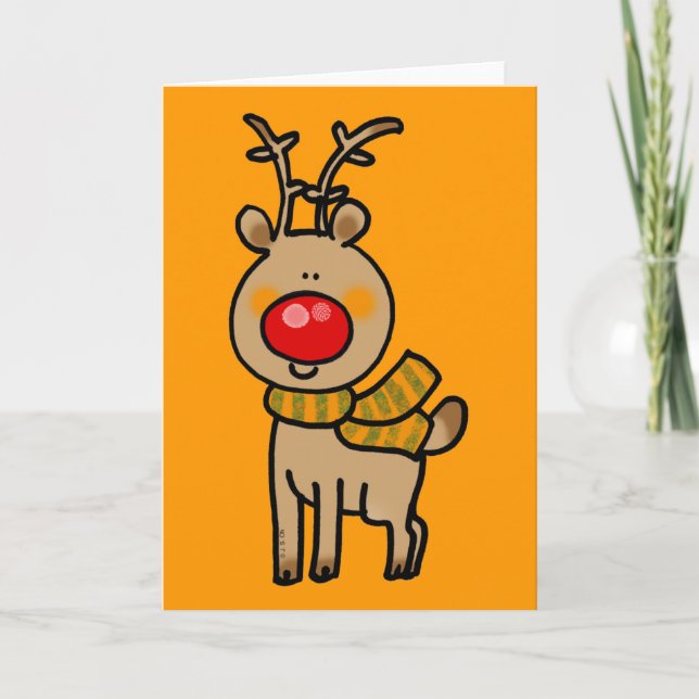 Merry Christmas - Xmas reindeer Holiday Card (Front)