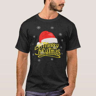 Merry Christmas XMas Santa Claus Cap Hat Snowflake T-Shirt