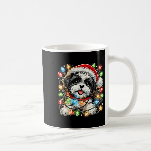 Merry Christmas Xmas Shih Tzu Santa Dog Men Women  Coffee Mug (Right)