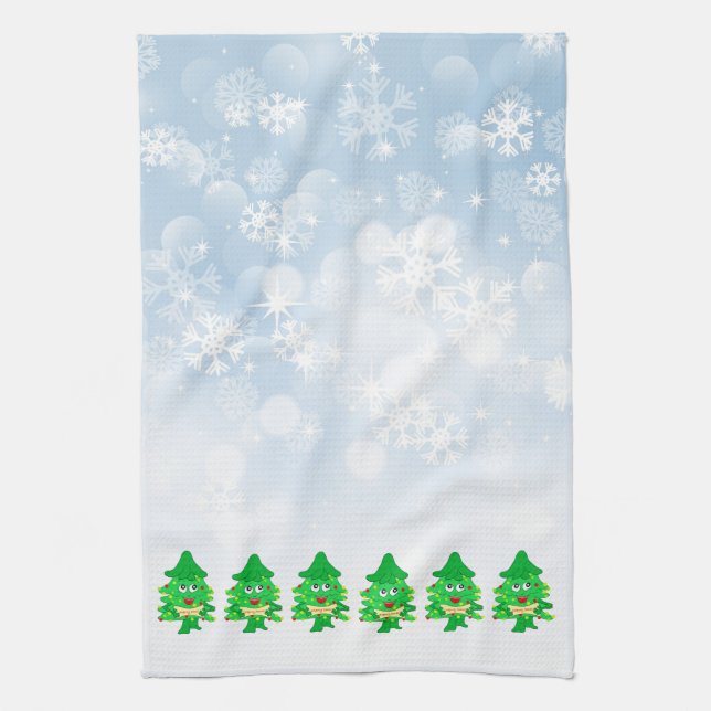 merry Christmas Xmas Tree Kitchen Towel (Vertical)