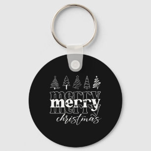 Merry Christmas Xmas Trees Family Matching Pyjamas Keychain