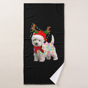 Merry Christmas Xmas Westie Dog Reindeer Cosplay Bath Towel