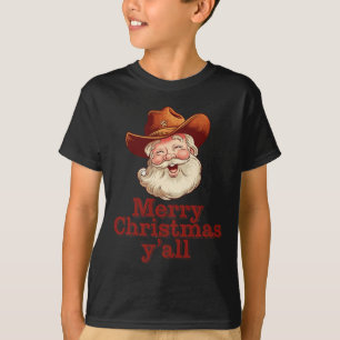 Merry Christmas Y’all Cowboy Santa Western Country T-Shirt