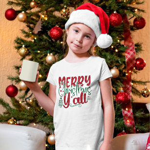 Merry Christmas Y’all Faux Glitter Script Holiday T-Shirt