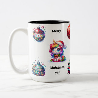 Merry Christmas y’all Two-Tone Coffee Mug