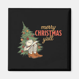 Merry Christmas Y’all Western Cowboy Holiday Men W Magnet