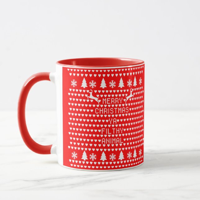 Merry Christmas Ya Filthy Animal Geek Christmas Mug (Left)