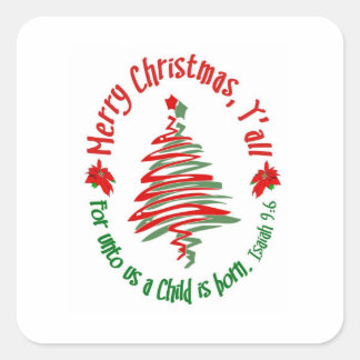 Merry Christmas Yall 2 Square Sticker