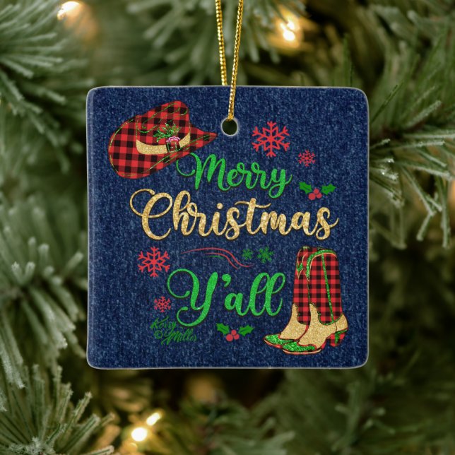 Merry Christmas Y'all Christmas Ornament (Tree)