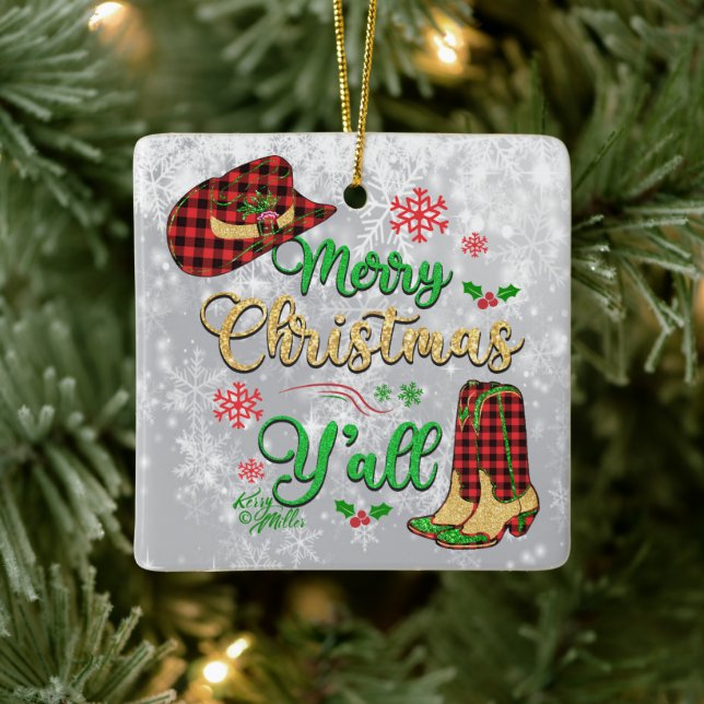 Merry Christmas Y'all Christmas Ornament (Tree)