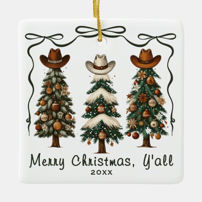Merry Christmas Y'all Christmas Tree Ornament (Front)