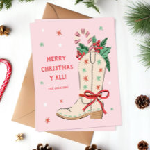 Merry Christmas Y'all Country Cowboy Boot