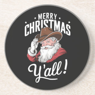 Merry Christmas Y'all Country Cowboy Santa Claus Coaster