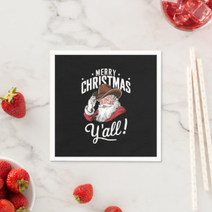 Merry Christmas Y'all Country Cowboy Santa Claus Napkin