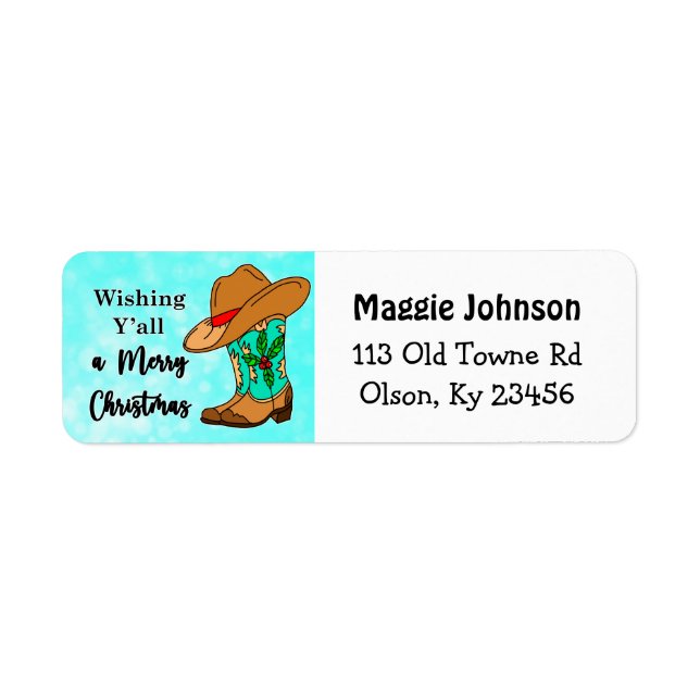 Merry Christmas  Y'all Cowboy Boots, Hat (Front)