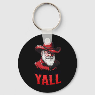 Merry Christmas Yall Cowboy Santa Texas Western Ho Keychain