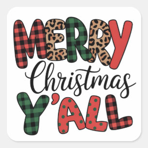 Merry Christmas Y'all Cute Family Matching Xmas  Square Sticker