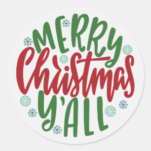 Merry Christmas Y'all Envelope Seal Sticker 