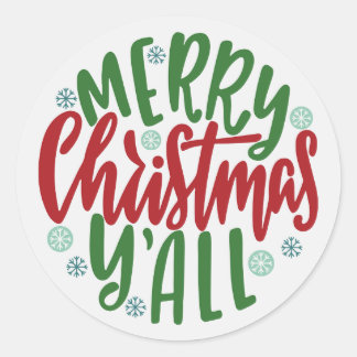 Merry Christmas Y'all Envelope Seal Sticker 