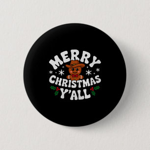 Merry Christmas Yall Gingerbread Cowboy Howdy West 2 Inch Round Button
