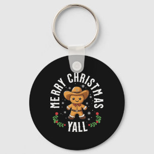 Merry Christmas Yall Gingerbread Cowboy Howdy West Keychain