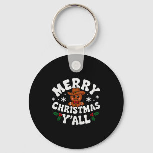 Merry Christmas Yall Gingerbread Cowboy Howdy West Keychain