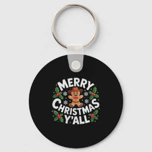 Merry Christmas Yall Gingerbread Cowboy Howdy West Keychain