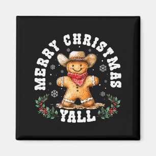 Merry Christmas Yall Gingerbread Cowboy Western Xm Magnet