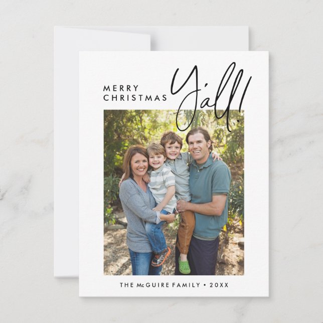 Merry Christmas Y'all Holiday Photo Card (Front)