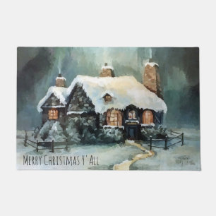 Merry Christmas Y'All Marvellous Winter Night   Doormat