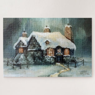 Merry Christmas Y'All Marvellous Winter Night    Jigsaw Puzzle