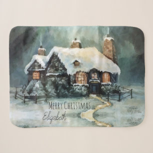 Merry Christmas Y'All Marvellous Winter Night    Sherpa Blanket