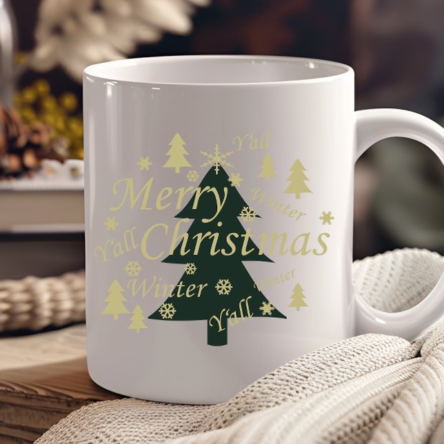 Merry Christmas yall pine tree decorated Mug (Creator Uploaded)